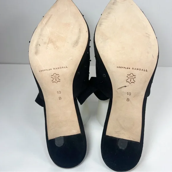 Loeffler Randall Berkley Black Suede Sequin Mule Kitten Heel Pointed Toe size 10